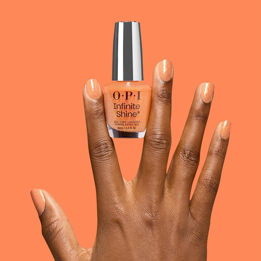 OPI Dreamsicle painted fingernails swatch showing wearable sheer orange benefit