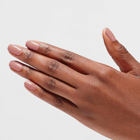OPI Dulce de Leche worn manicure close-up showing long-lasting, high-gloss benefit