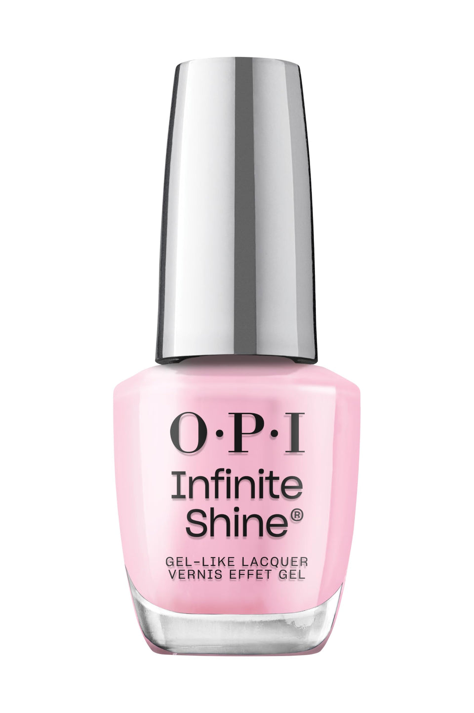 OPI bottle front view showing Faux-ever Yours shade and glossy finish benefit