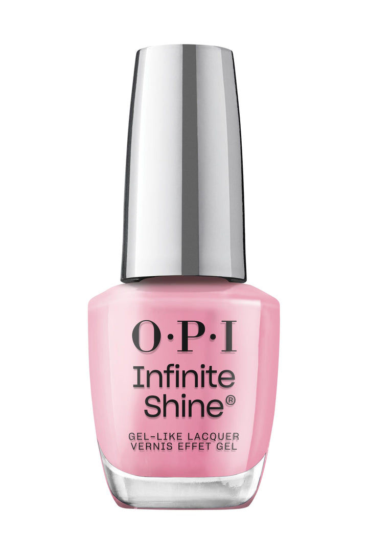 OPI Flamingo Your Own Way front bottle showing bright pink crème and glossy finish benefit