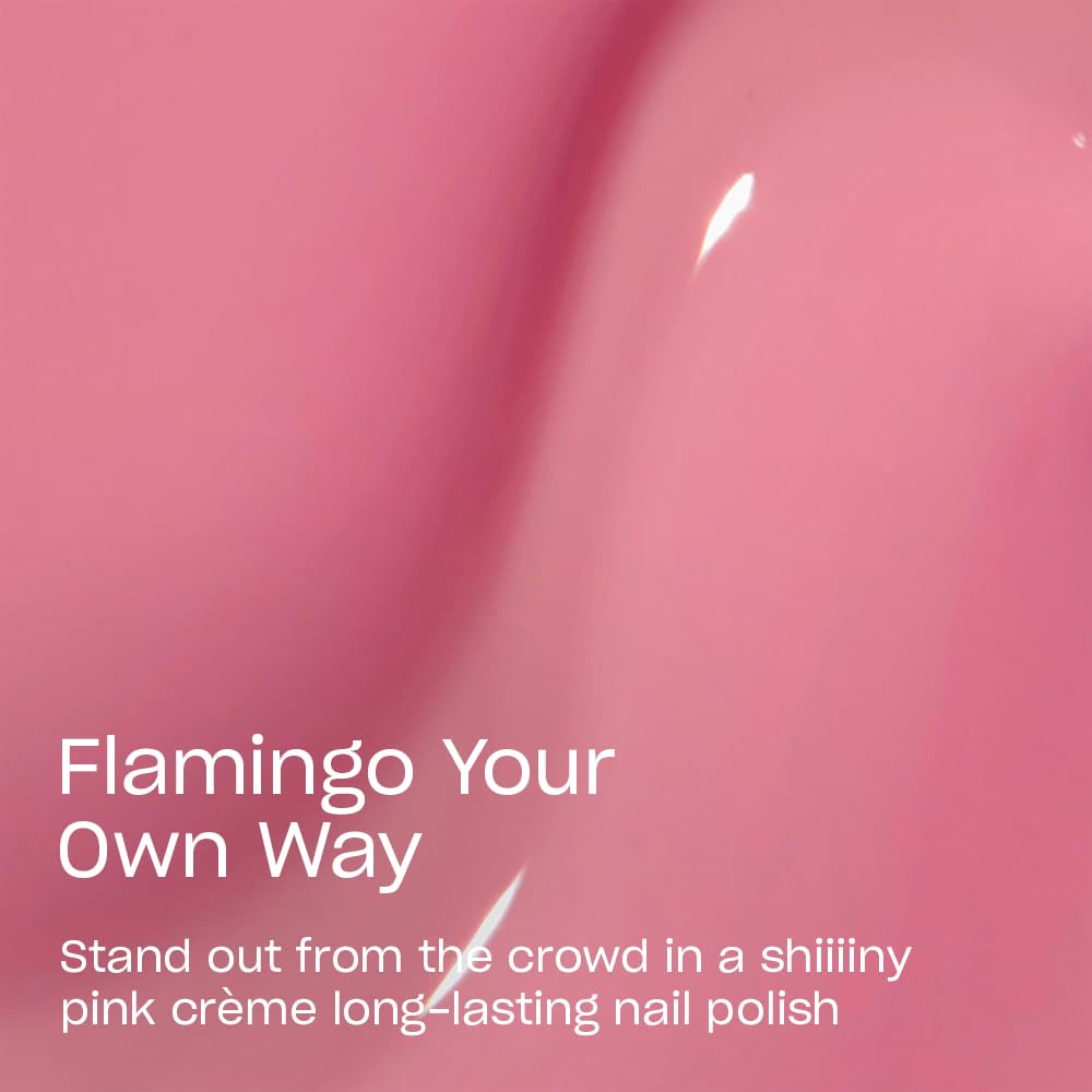 OPI Flamingo Your Own Way swatched on fingernails demonstrating saturated color and long lasting shine