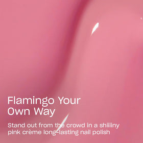 OPI Flamingo Your Own Way swatched on fingernails demonstrating saturated color and long lasting shine