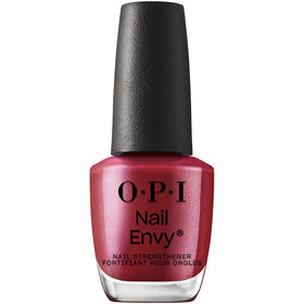 OPI front bottle view showing dark red pearl shade and strengthening finish
