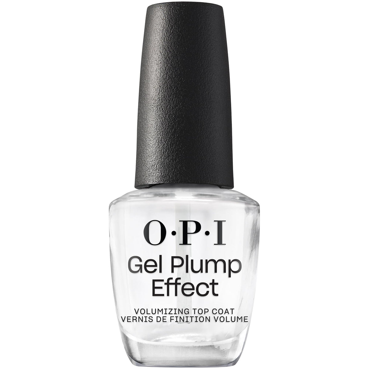OPI front bottle view showing glossy top coat and brand benefit of high shine