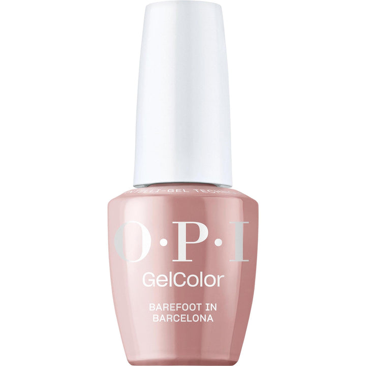 OPI bottle front view showcasing color and glossy finish benefit