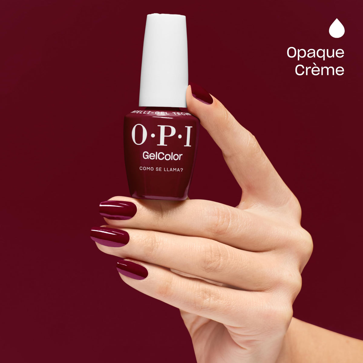 OPI close-up texture of Como se Llama? showing cream finish benefit