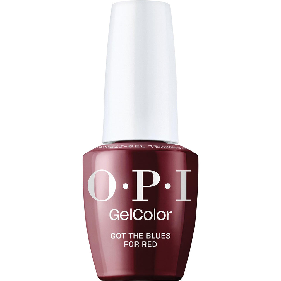 OPI bottle front packaging showing rich blue-red shade and salon finish