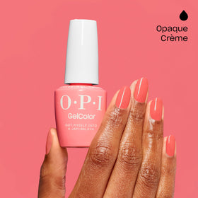 OPI curing under LED lamp demonstrating quick 30-second cure and smudge-free nails