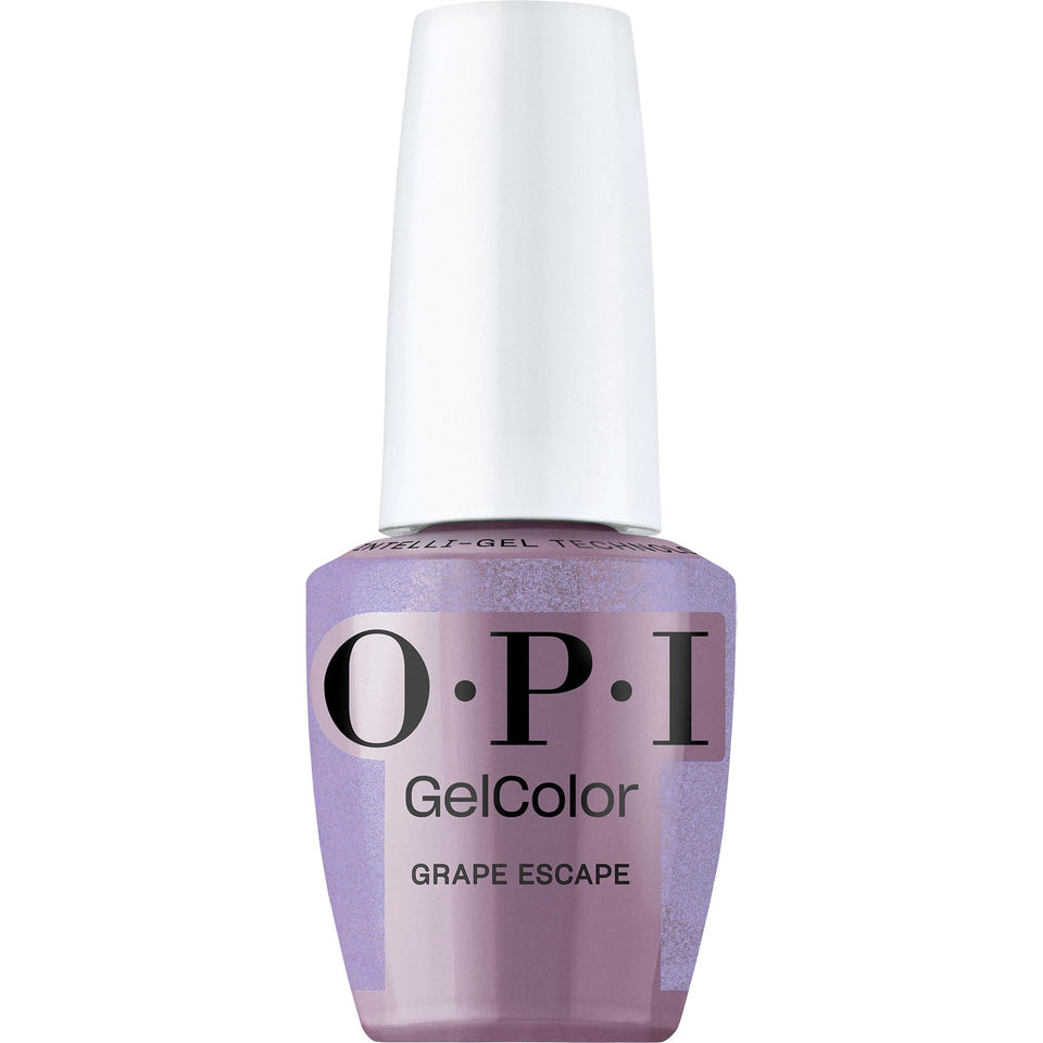 OPI bottle front label showing grape escape shade and glossy finish
