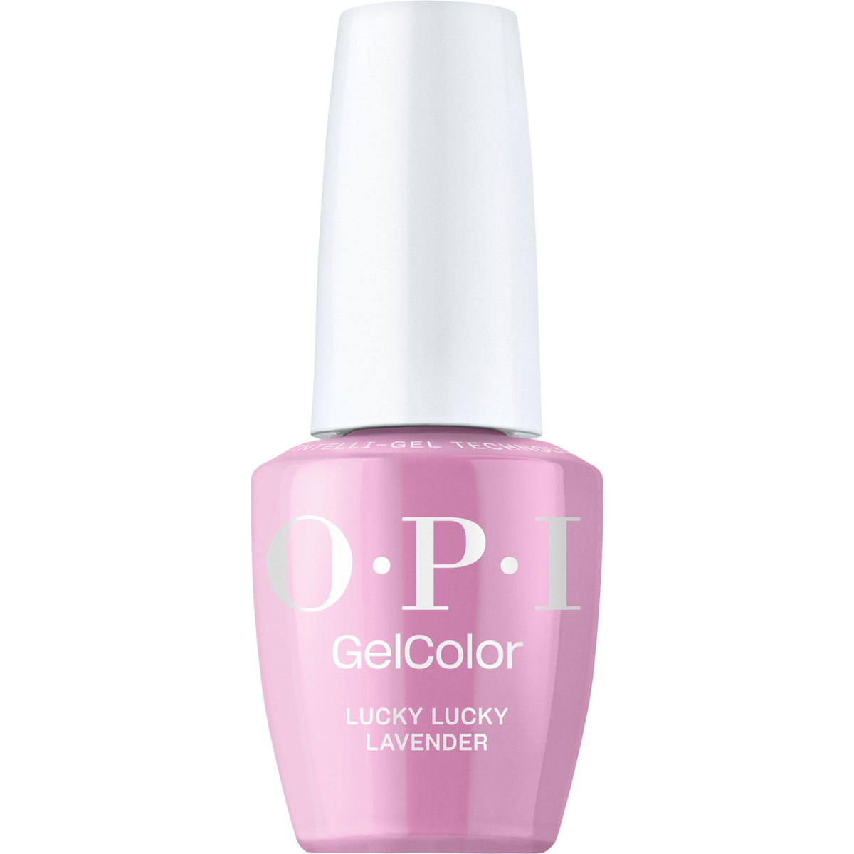 OPI bottle front packaging showing Lucky Lucky Lavender color and label benefit of salon-quality shine