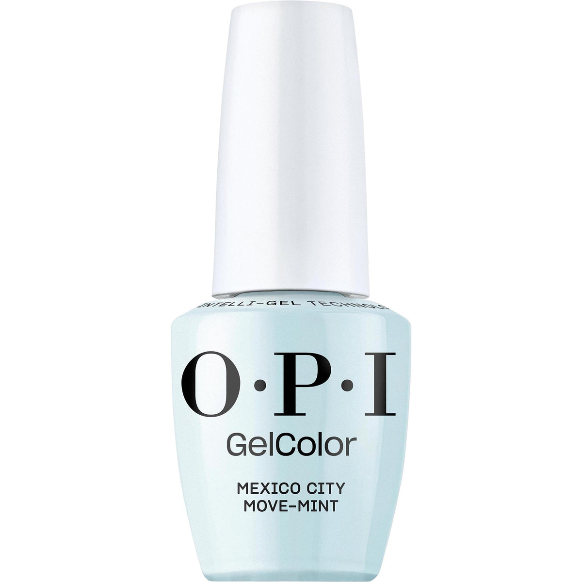 OPI bottle front view showing Move-mint shade and branding for color choice benefit