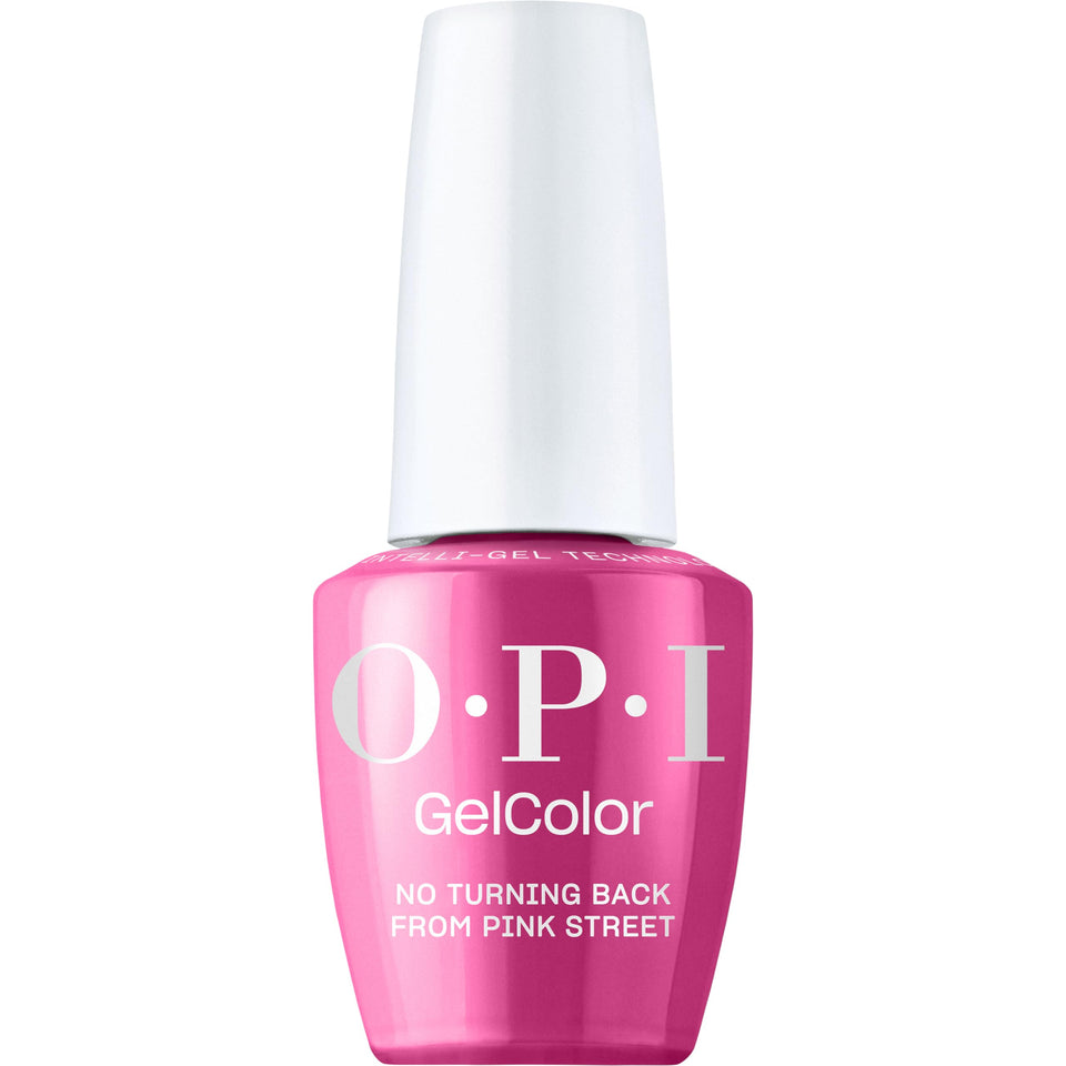 OPI bottle front packaging showing bright orchid-pink shade and brand