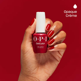 OPI swatch on nails demonstrating opaque coverage and salon shine benefit