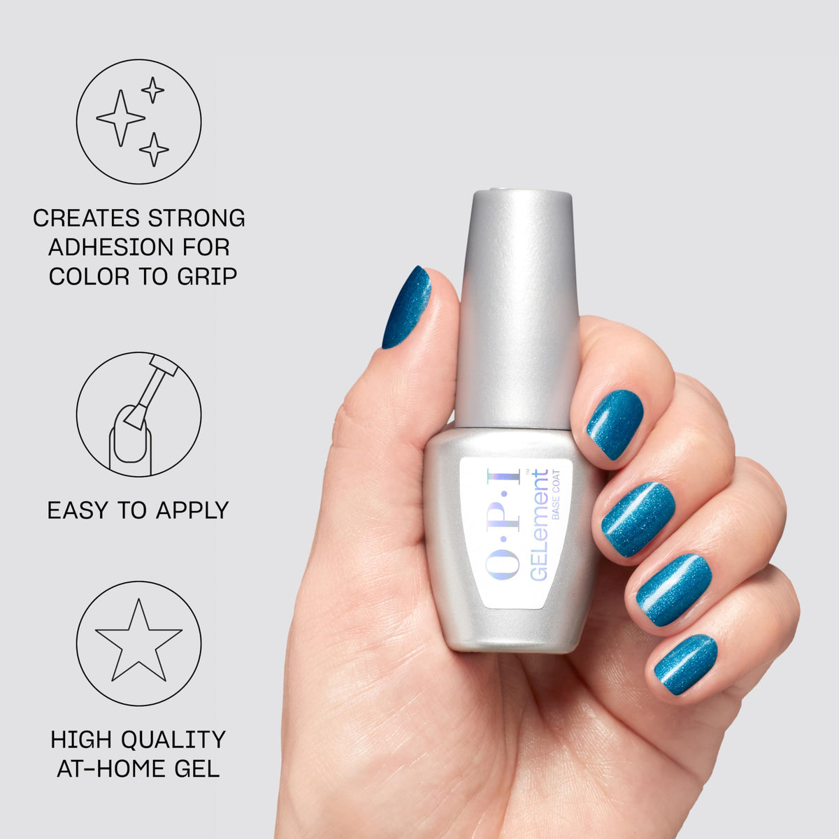 OPI GELement base coat close-up of gel consistency highlighting spreadability for thin coats