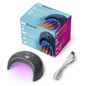 OPI GELement front view showing compact lamp and 4-finger opening for quick curing
