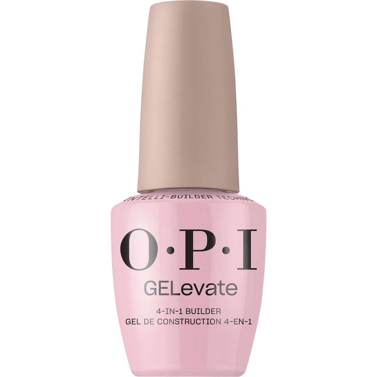 OPI GELevate front bottle view showing cool pink shade and branding benefit