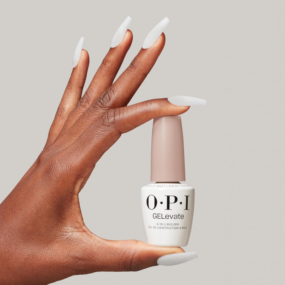 OPI GELevate 15 ml bottle beside ruler for scale to show compact professional size benefit