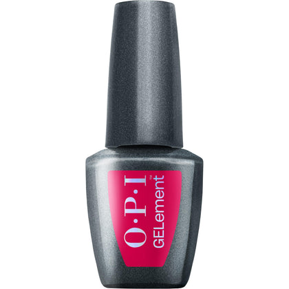 OPI GELement bottle front view showing vibrant hot-pink shade and gloss benefit