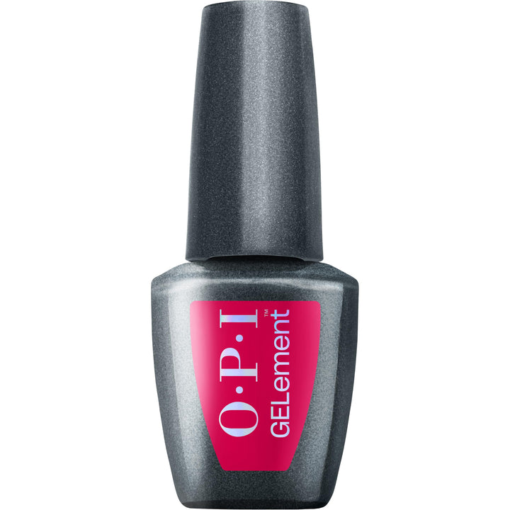 OPI GELement bottle front view showing vibrant hot-pink shade and gloss benefit