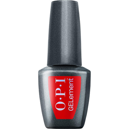 OPI GELement Glossy Goddess front bottle showing bright red shade and volume benefit