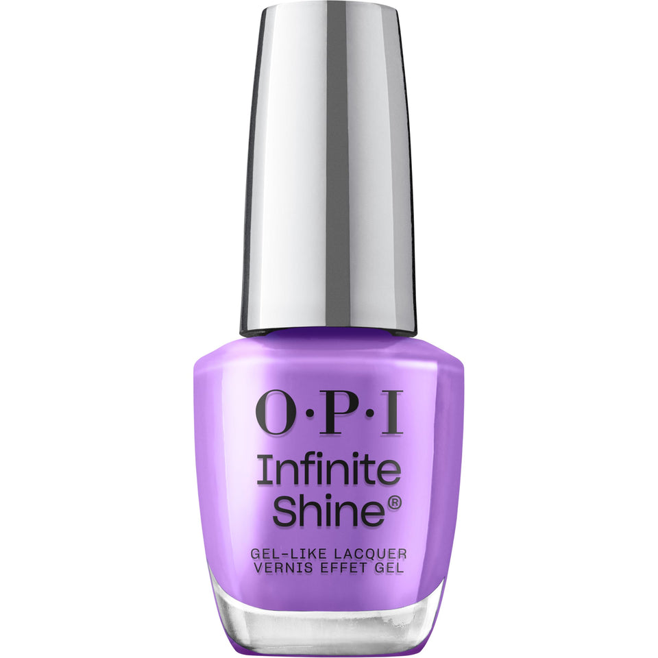 OPI bottle front view showing bright plum color and glossy finish benefit