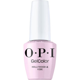 OPI Hollywood & Vibe front bottle showing pink gel shade and label, professional finish benefit