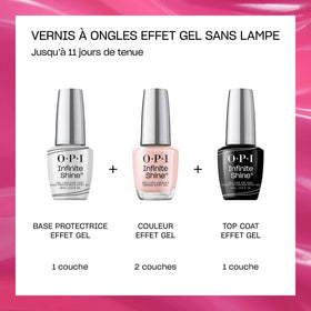 OPI Alpine Snow on nails in lifestyle scene highlighting long-lasting salon shine
