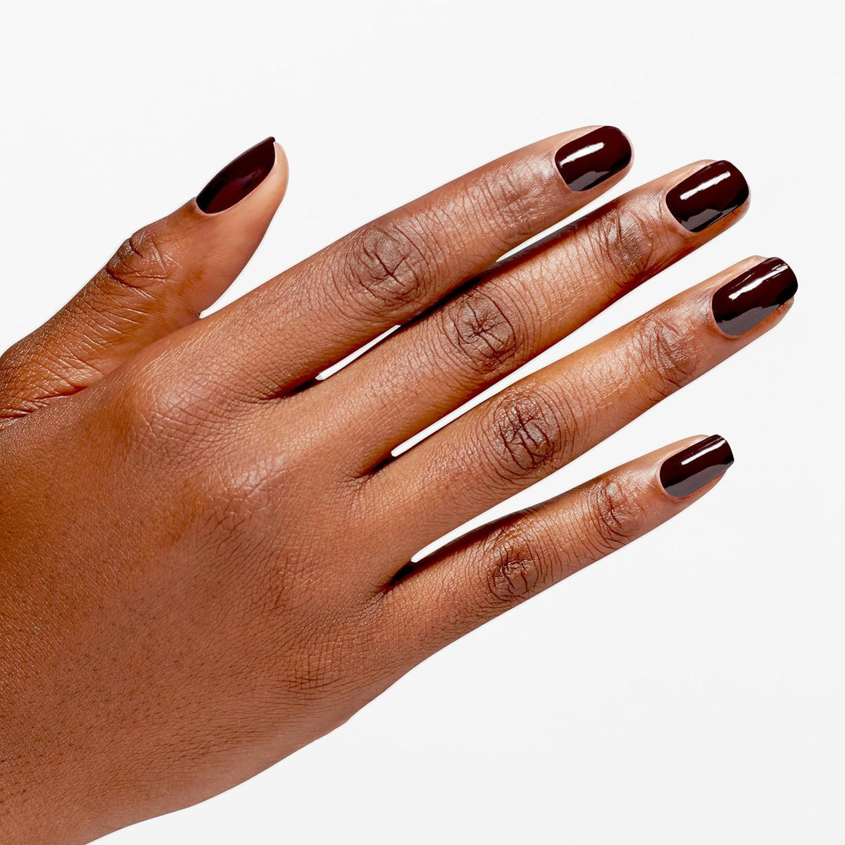 OPI close-up of shiny nails demonstrating high-gloss finish and light reflection