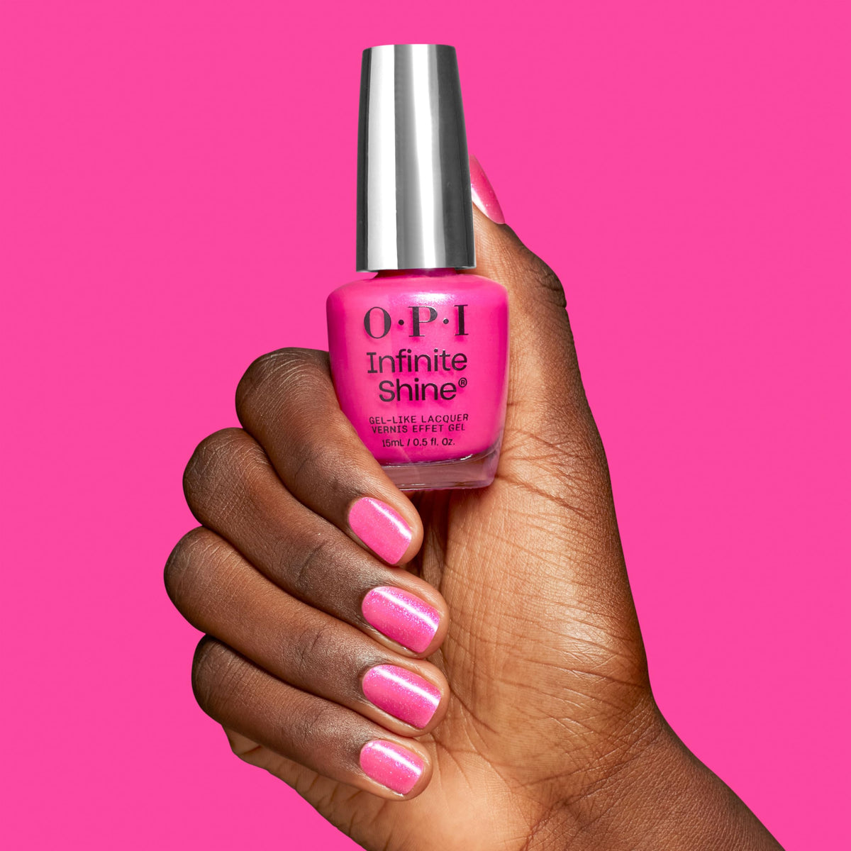 OPI polish being applied to nail showing smooth coverage benefit