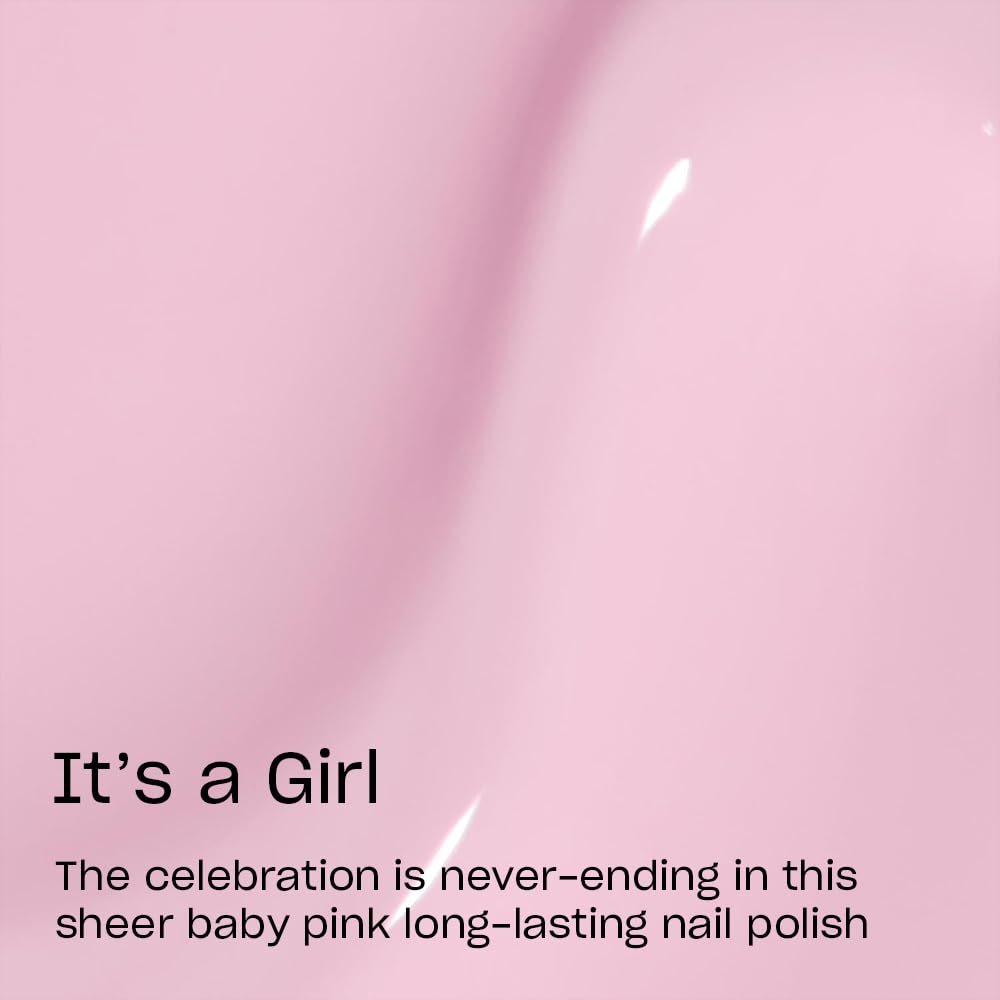 OPI swatch on nails demonstrating soft sheer pink lasting shine