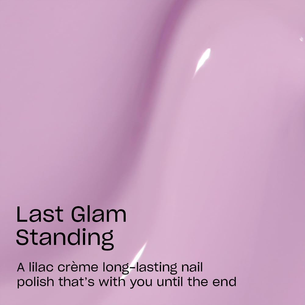 OPI nail swatch on a hand showing opaque lilac colour and long-wear benefit