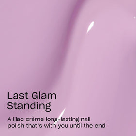 OPI nail swatch on a hand showing opaque lilac colour and long-wear benefit