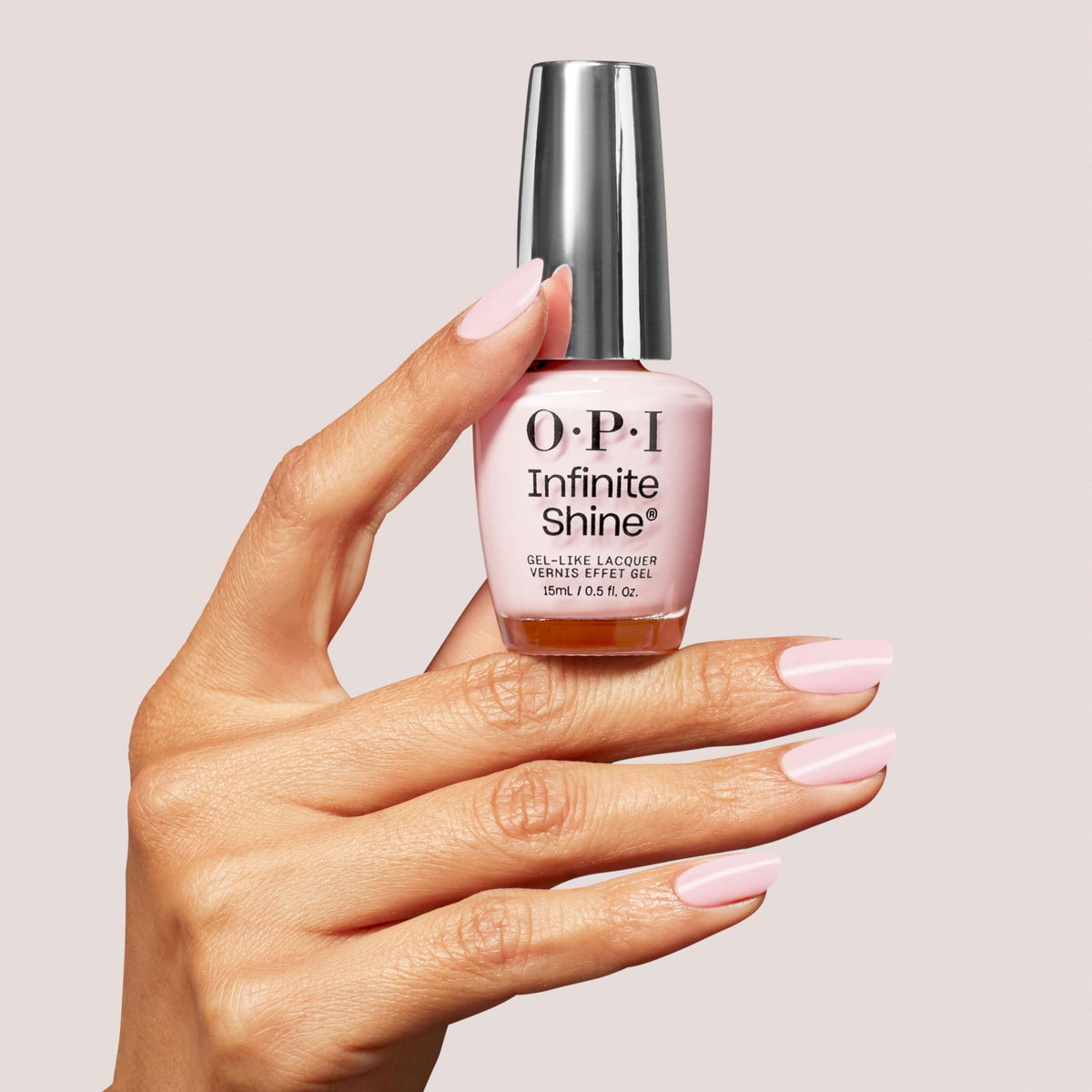 OPI close-up nail finish showing opaque Lavender Bath crème shine