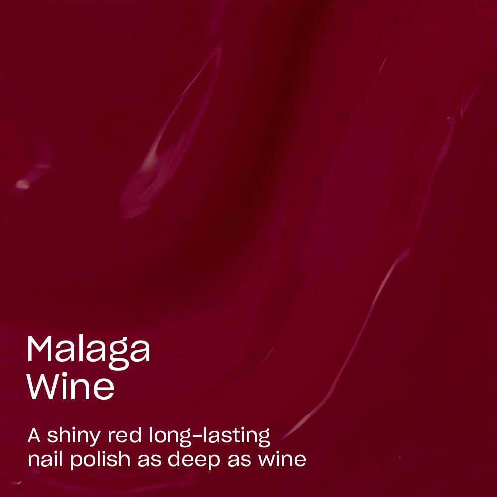 OPI swatch wheel with Malaga Wine displaying opaque two-coat coverage