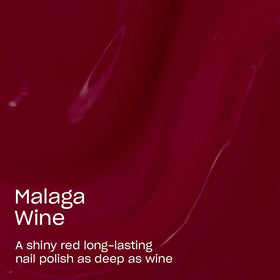 OPI swatch wheel with Malaga Wine displaying opaque two-coat coverage