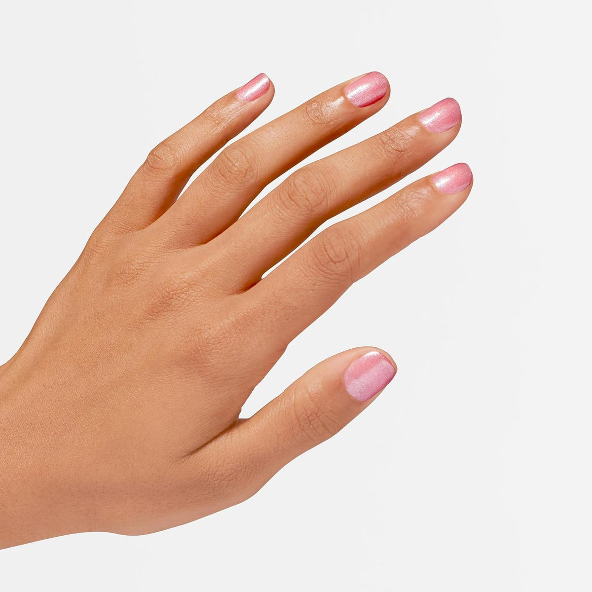 OPI color applied on nails demonstrating buildable sheer coverage