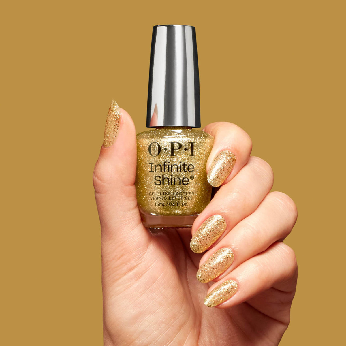 OPI Infinite Shine packaging label showing product name and collection details