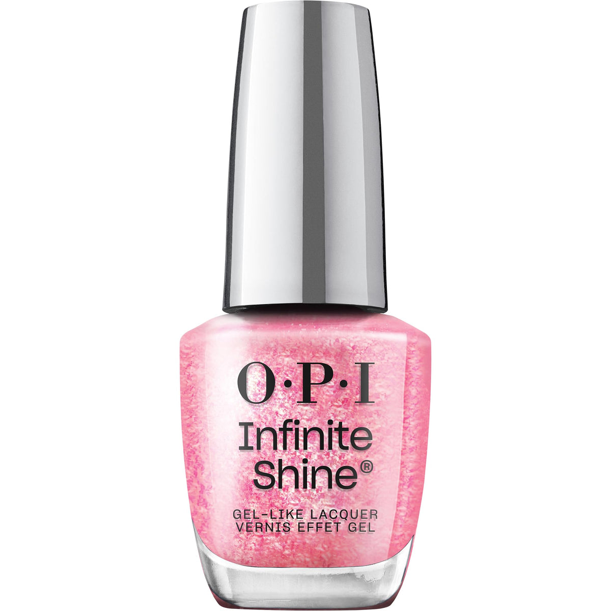 OPI front bottle displaying warm pearlescent hot-pink polish and glossy finish