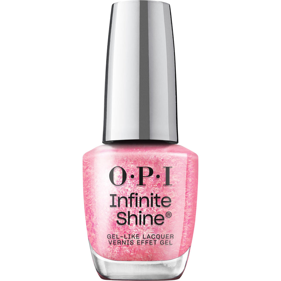 OPI front bottle displaying warm pearlescent hot-pink polish and glossy finish