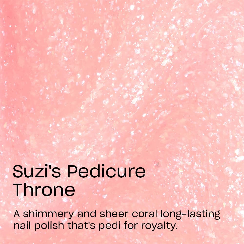 OPI swatch on nail wheel showing buildable coral shimmer and wear benefit