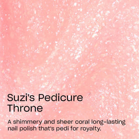 OPI swatch on nail wheel showing buildable coral shimmer and wear benefit