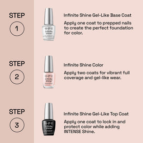OPI Infinite Shine swatch on skin showing shade and buildable coverage