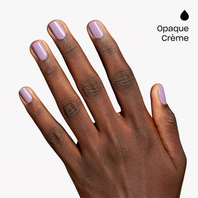 OPI close-up nail showing even opaque coverage and gel-like shine benefit