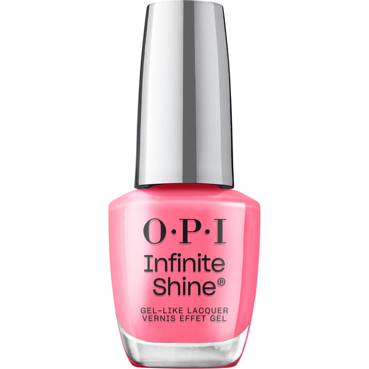 OPI bottle front view showing bright coral-pink shade and glossy finish