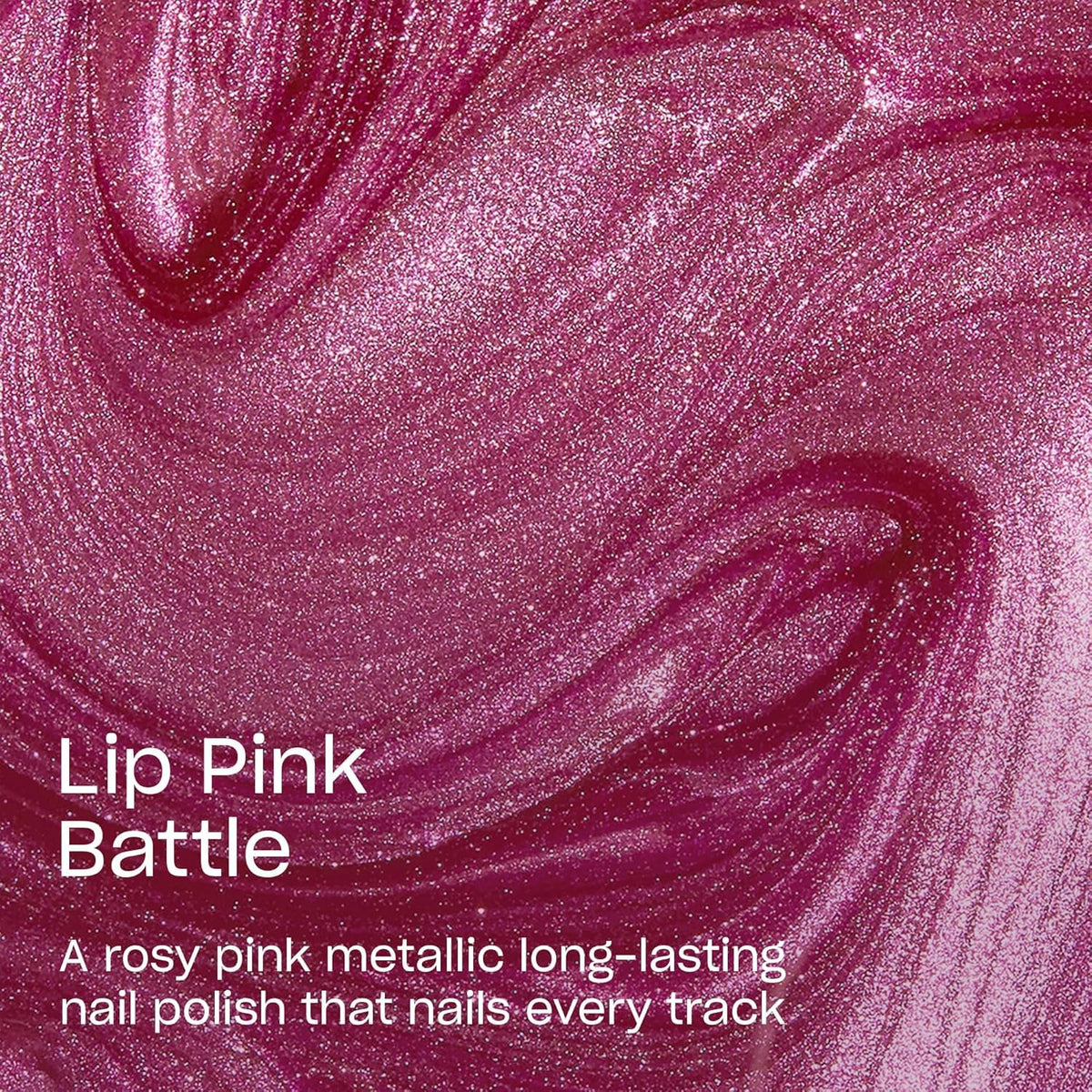 OPI painted nails swatch on hand showing opaque metallic rosy-pink color