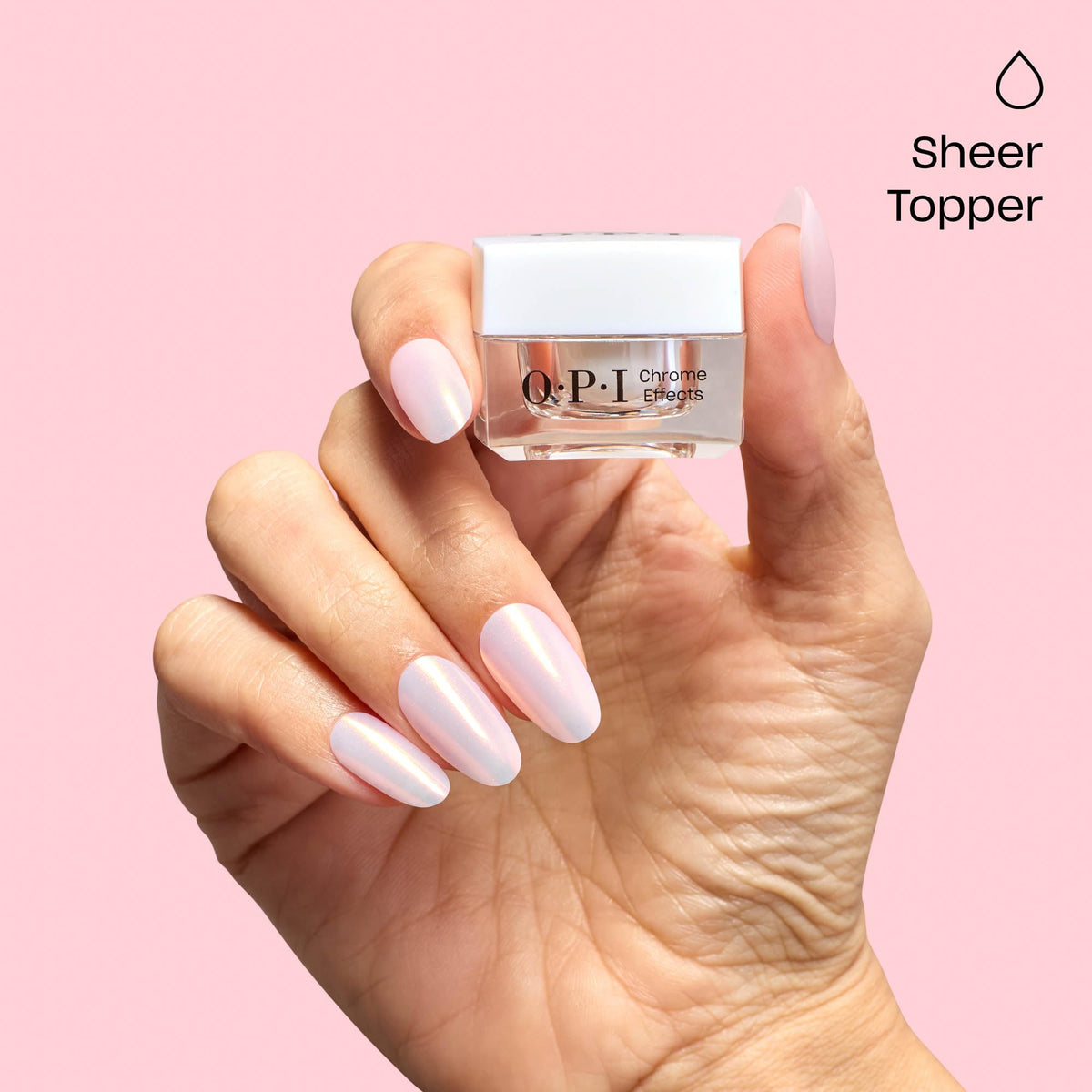OPI powder applied over light gel swatch showing seashell glow benefit