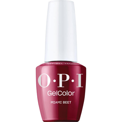 OPI Miami Beet front bottle view showing deep red-violet color and glossy finish