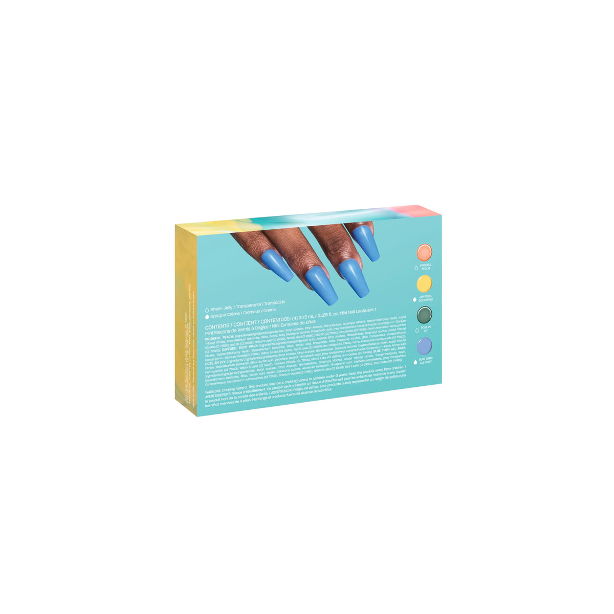 OPI four mini bottles lined up highlighting varied finishes and easy portability