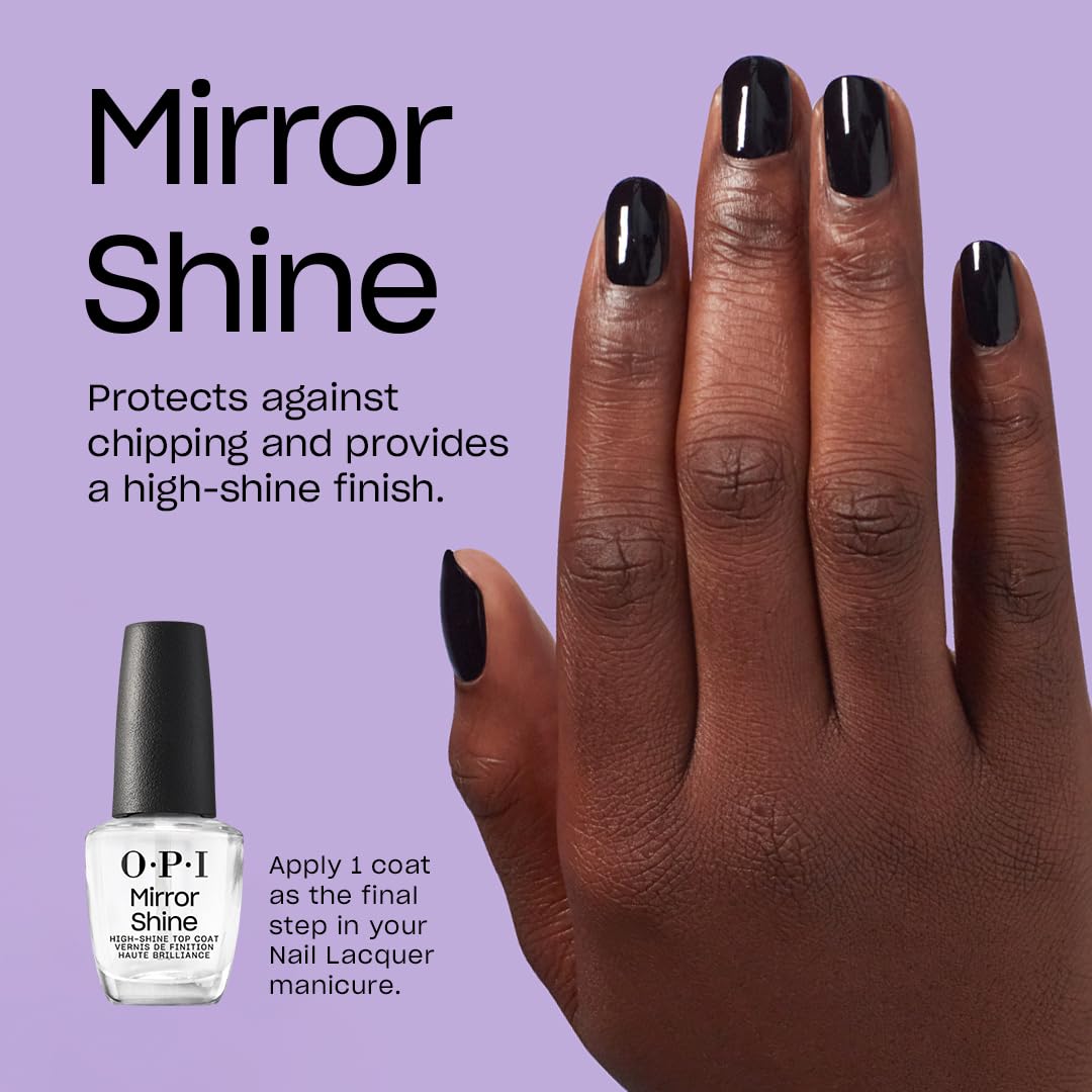 OPI Mirror Shine brush close-up demonstrating smooth, streak-free application benefit
