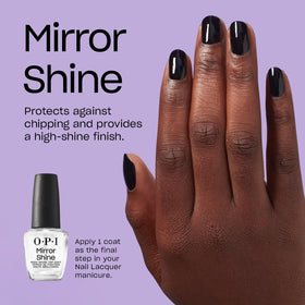 OPI Mirror Shine brush close-up demonstrating smooth, streak-free application benefit